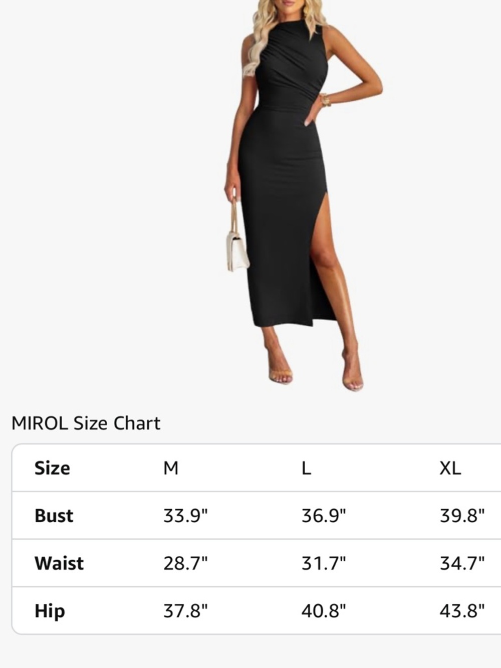 Sleeveless Mock Neck Black Midi Dress with Side Slit - Picture 12 of 12
